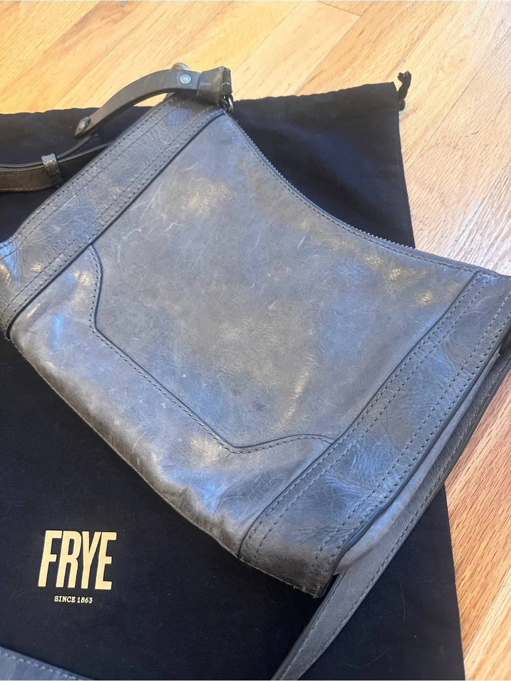 Frye Melissa Charcoal Gray Leather Crossbody Bag